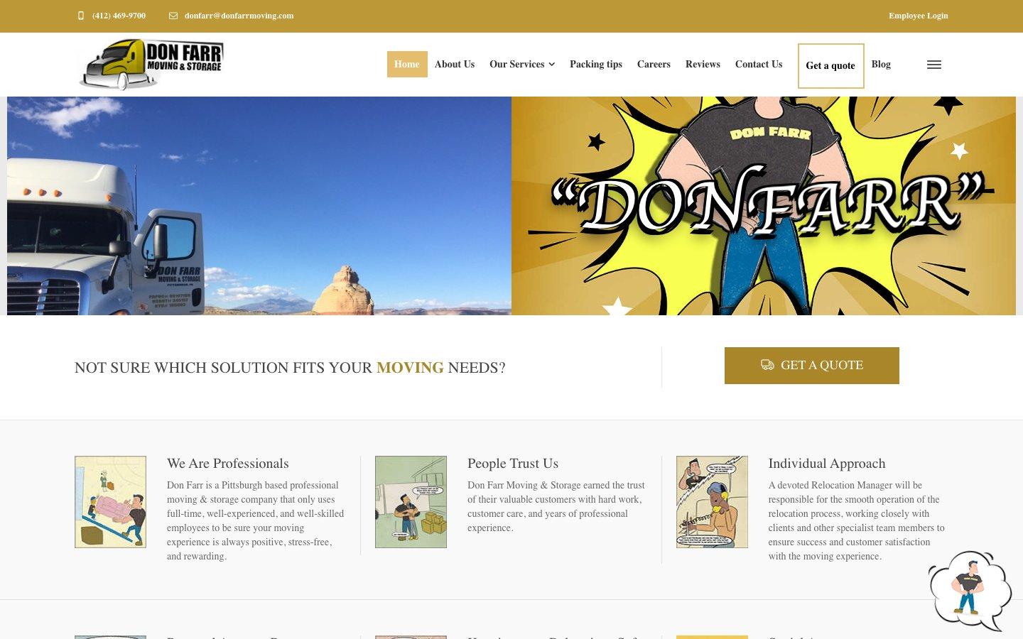 Don Farr Moving & Storage website screenshot