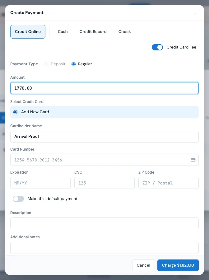 Create Payment: choose how the customer is paying