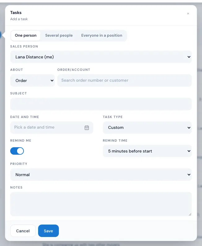 The task form