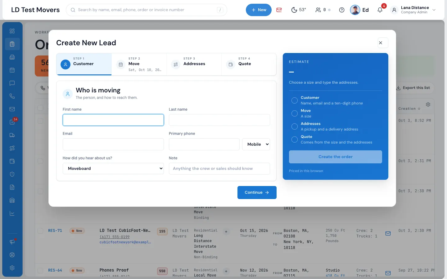 The new lead form: four steps you can move between freely