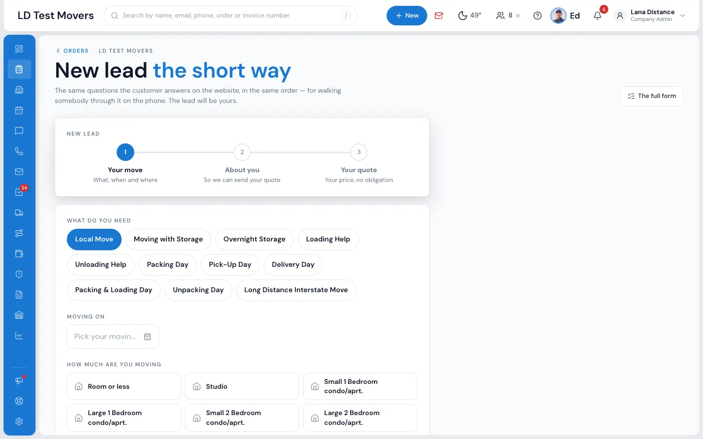The short form, New lead the short way. The full form (1) is one press away